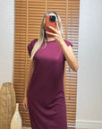 Vatkalı Modal Elbise- Bordo