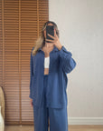 Lidia Gömlek Pantolon Takım-Mavi