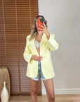 Oversize Keten Ceket-Yellow Butter