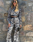 Zebra Desenli Beli Lastikli Pantolon