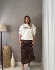 Önü Baskı Detaylı Sweatshirt Ekru
