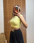 Modal Karışımlı Crop Top-Sarı
