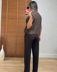 Vito Kancalı Crep Pantolon-Acı Kahve