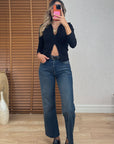 Kesik Paça Kemerli Jean