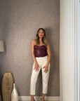 Fermuar Detaylı Bluz Bordo