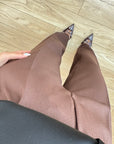 Double Palazzo Kumaş Pantolon-Acı Kahve