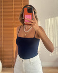 Modal Askılı Crop Basic Atlet Lacivert