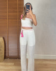Mandy Fisto Detaylı Tek Omuz Crop Pantolon Takım
