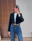 Siyah Mini Blazer Ceket