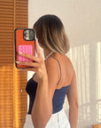 Modal Askılı Crop Basic Atlet Lacivert