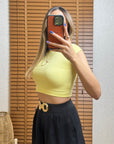 Modal Karışımlı Crop Top-Sarı