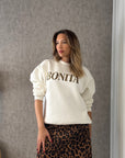 Önü Baskı Detaylı Sweatshirt Ekru