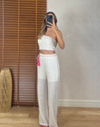 Mandy Fisto Detaylı Tek Omuz Crop Pantolon Takım