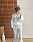 Dicte Desenli Kimono Pantolon Takım