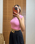 Modal Karışımlı Crop Top-Pembe