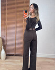 Acı Kahve Straight Yüksek Bel Jean