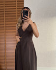 Raffaella Midi Boy Elbise-Kahve