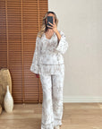Dicte Desenli Kimono Pantolon Takım