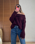 Bordo Degaje Yaka Fitilli Kazak