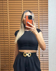 Modal Karışımlı Crop Top-Siyah