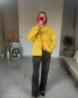 ZR Leopar Desen Straight Jean Pantolon