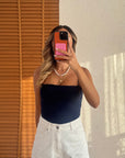 Modal Askılı Crop Basic Atlet Lacivert