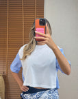 Çizgili Poplin Detaylı T-shirt