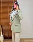 Haki Kolu Katlamalı Blazer Ceket