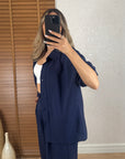 Lidia Gömlek Pantolon Takım-Lacivert