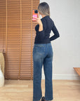 Kesik Paça Kemerli Jean