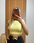 Modal Karışımlı Crop Top-Sarı