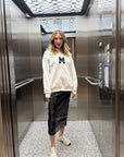 Nakış Harf Baskılı Sweatshirt Gri