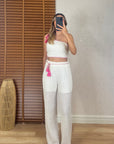 Mandy Fisto Detaylı Tek Omuz Crop Pantolon Takım