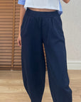 Dikiş Detaylı Gabardin Kumaş Pantolon -Lacivert