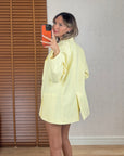 Oversize Keten Ceket-Yellow Butter