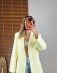Oversize Keten Ceket-Yellow Butter