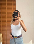 İnce Askılı Poliamid Top-Ekru
