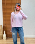 Lcst Keten Düz Kesim Pembe Gömlek