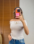 Bardot Yaka Fitilli İnce Triko-Bej