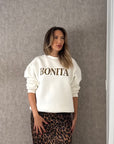 Önü Baskı Detaylı Sweatshirt Ekru