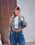 Leopar Mini Blazer Ceket