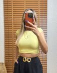 Modal Karışımlı Crop Top-Sarı