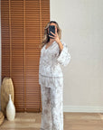 Dicte Desenli Kimono Pantolon Takım