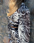 Zebra Desenli Beli Lastikli Pantolon