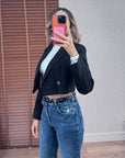 Siyah Mini Blazer Ceket