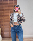 Leopar Mini Blazer Ceket