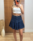 Denim Volanlı Mini Etek