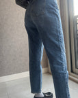 Yırtık Detaylı Denim Pantolon Mavi