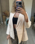 Şal Yaka Kruvaze Blazer Ceket-Taş