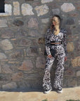 Zebra Desenli Beli Lastikli Pantolon